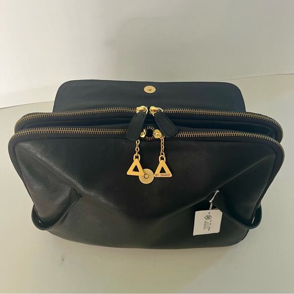 AMERICANA NWT Sharif by Americana | Black Leather Shoulder, Messenger Bag - Picture 2 of 13